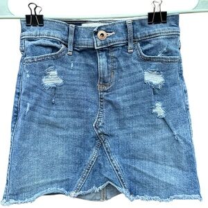 Abercrombie Kids Distressed Denim Skirt 9/10 Adjustable Waist Raw‎ Hem